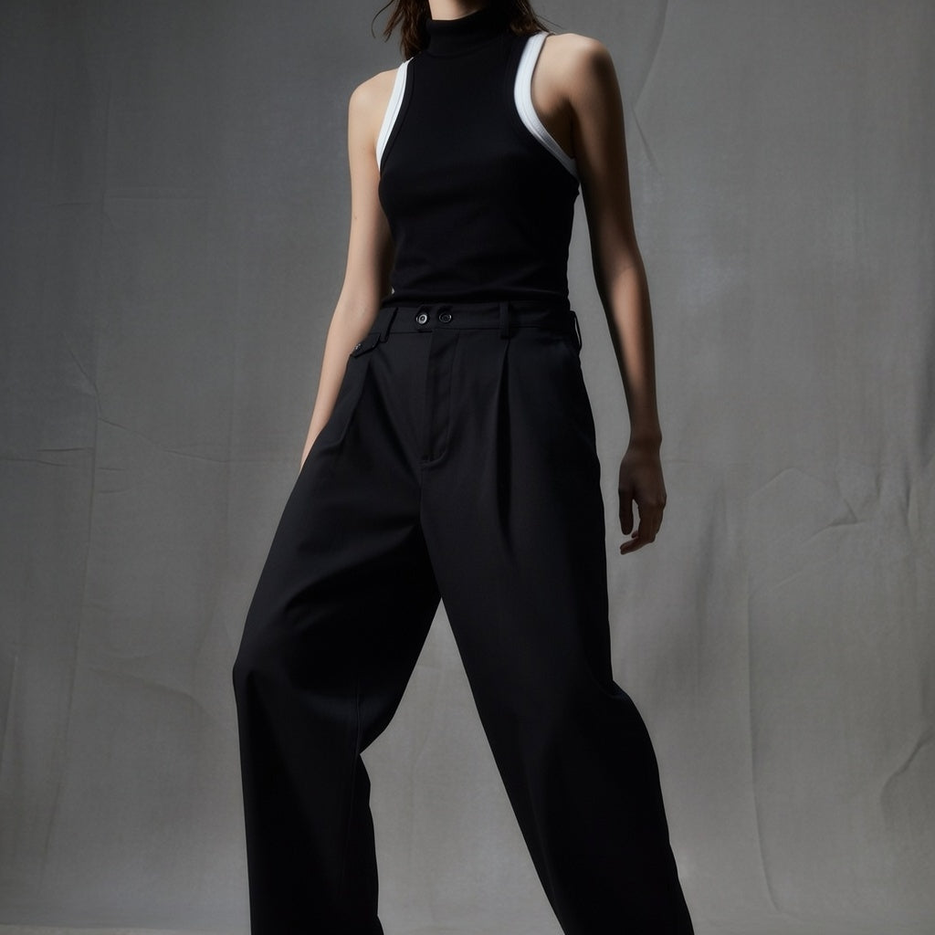 Pantalones de pierna recta ajustables a la cintura BoSS BTCH