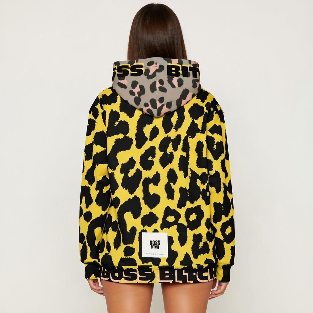 BoSS BTCH Yellow Print Cotton Hoodie