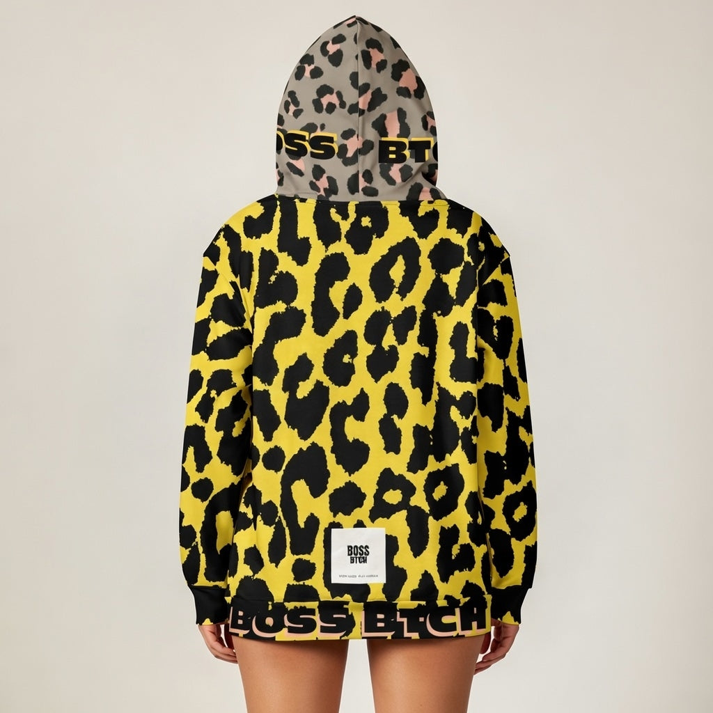 BoSS BTCH Yellow Print Cotton Hoodie