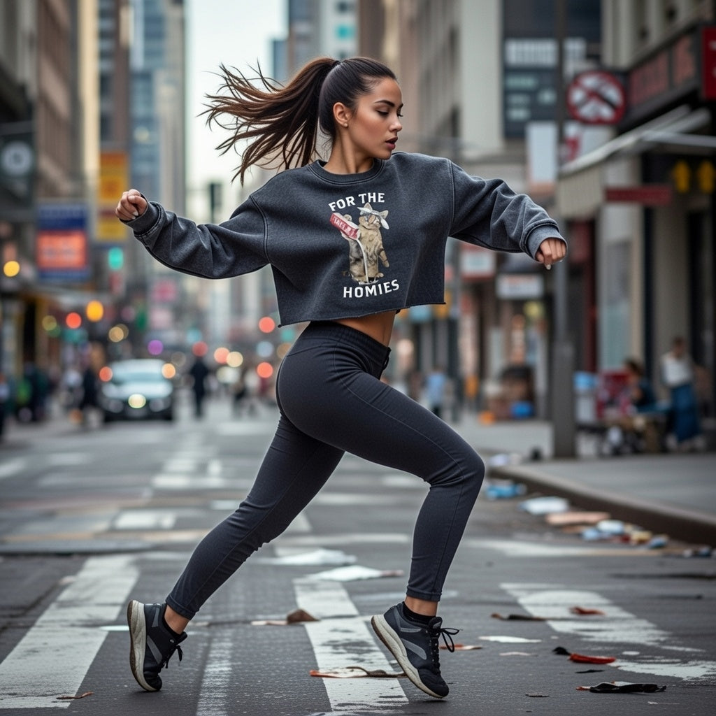 BoSS BTCH "Para Los Amigos" Sudadera Cortada con Bordes Sin Acabar Lavada a la Nieve