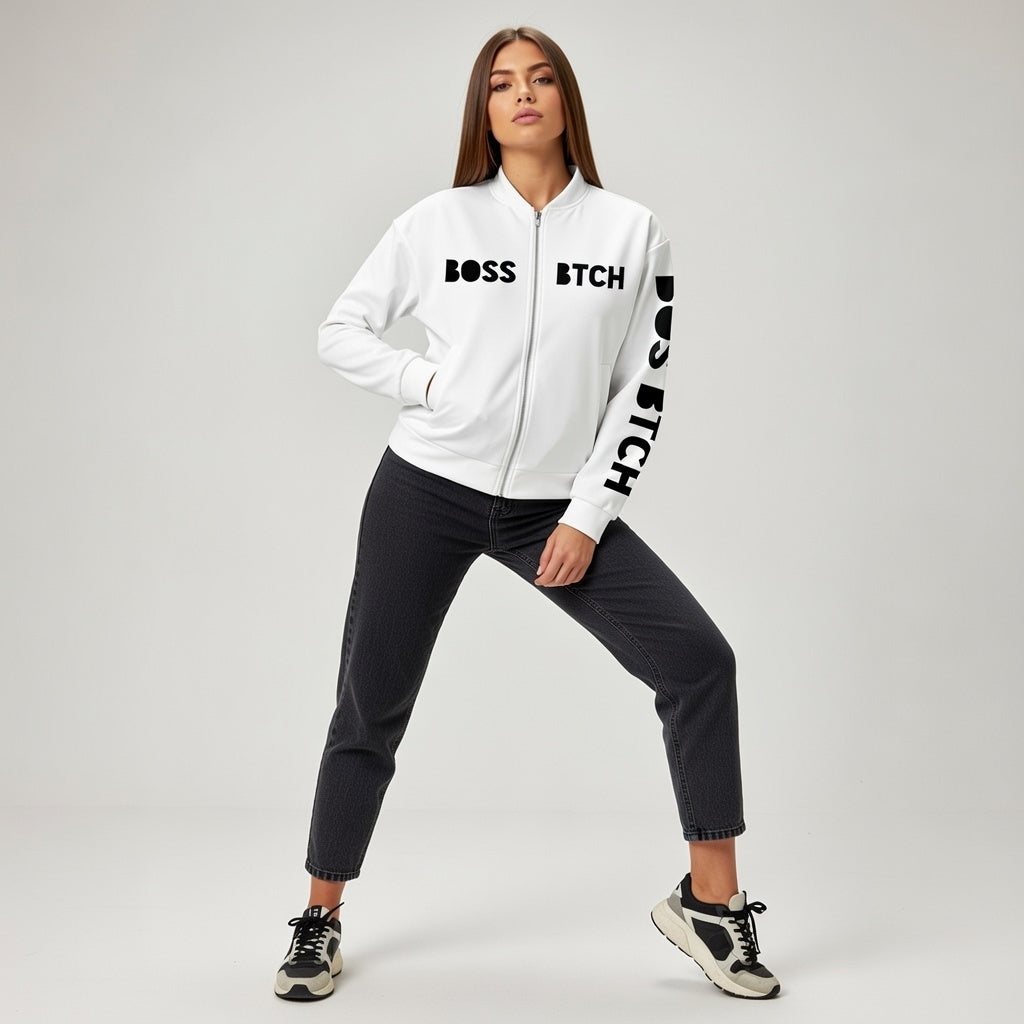 BoSS BTCH White Bomber Jacket - Boss BTCH