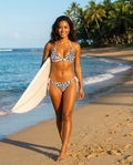 BOSS BTCH White Animal Print Front Clasp Bikini