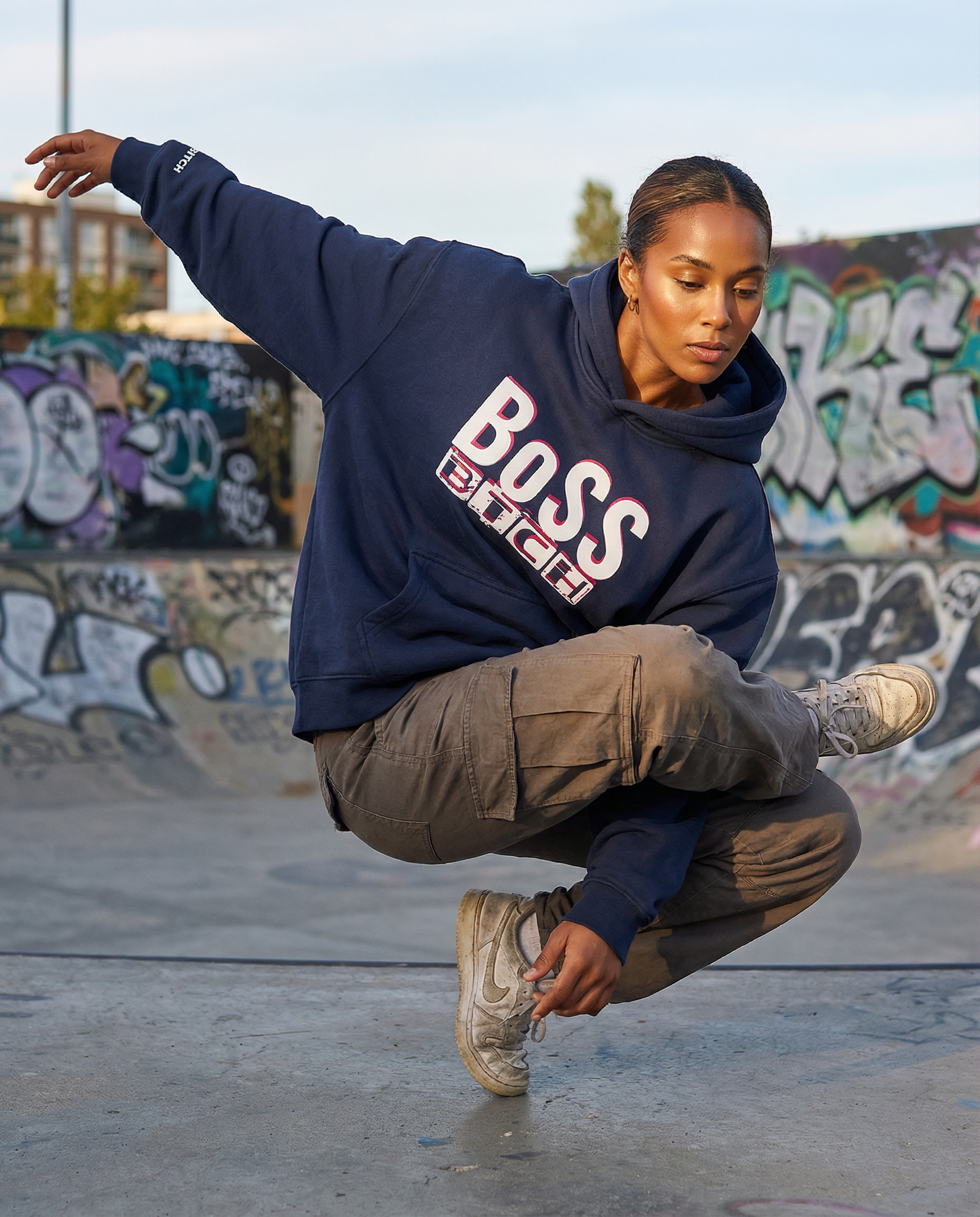 Sudadera con capucha de felpa Oversize BoSS BTCH